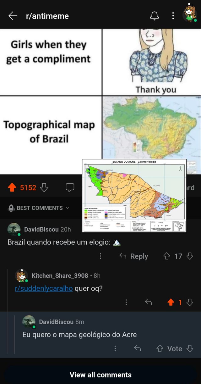 Girls When They Get A Compliment Topographical Map Of Brazil ESTADO DO