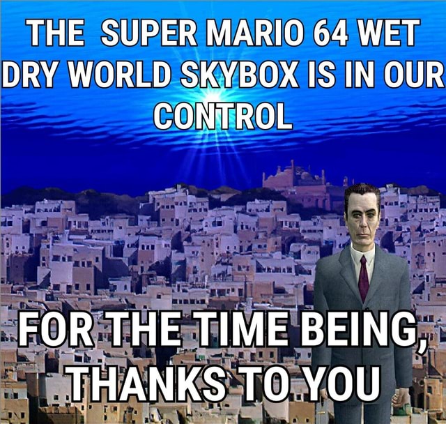 THE SUPER MARIO 64 WET DRY WORLD SKYBOX IS IN OUR CONTROL FOR THE TIME