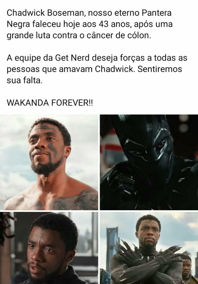 Chadwick Boseman Nosso Eterno Pantera Negra Faleceu Hoje Aos Anos