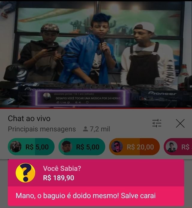 Chat Ao Vivo Principais Mensagens Mil R R Voc Sabia Mano