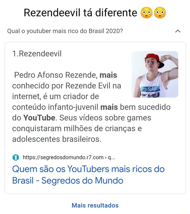 Qual O Youtuber Mais Rico Do Brasil Rezendeevil Pedro Afonso