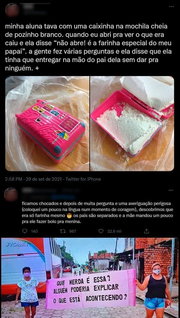 Minha Aluna Tava Uma Caixinha Na Mochila Cheia De Pozinho Branco