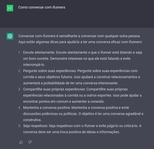Como conversar ifunners Conversar ifunners é semelhante a