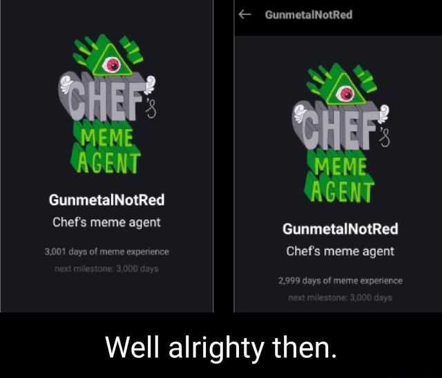 Gunmetalnotred Chef S Meme Agent Days Of Meme Experience