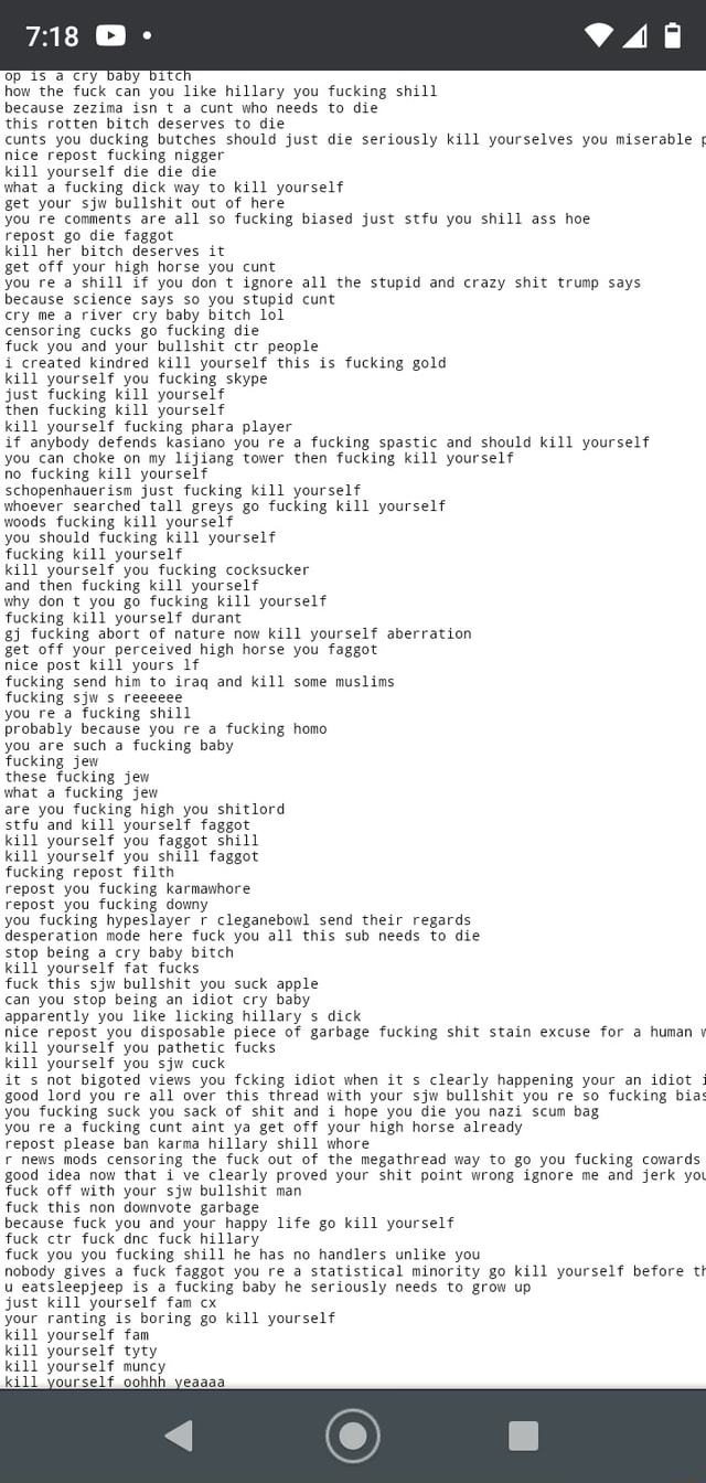 Op ES Cry Daby How The Fuck Can You Like Hillary You Fucking Shill Because Zezima Ism T A Cunt