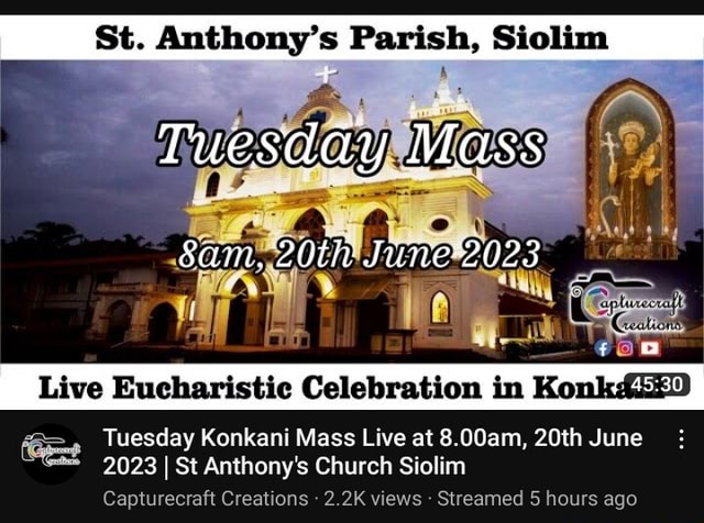 St Anthony S Parish Siolim Tuesday Sam Live Eucharistic