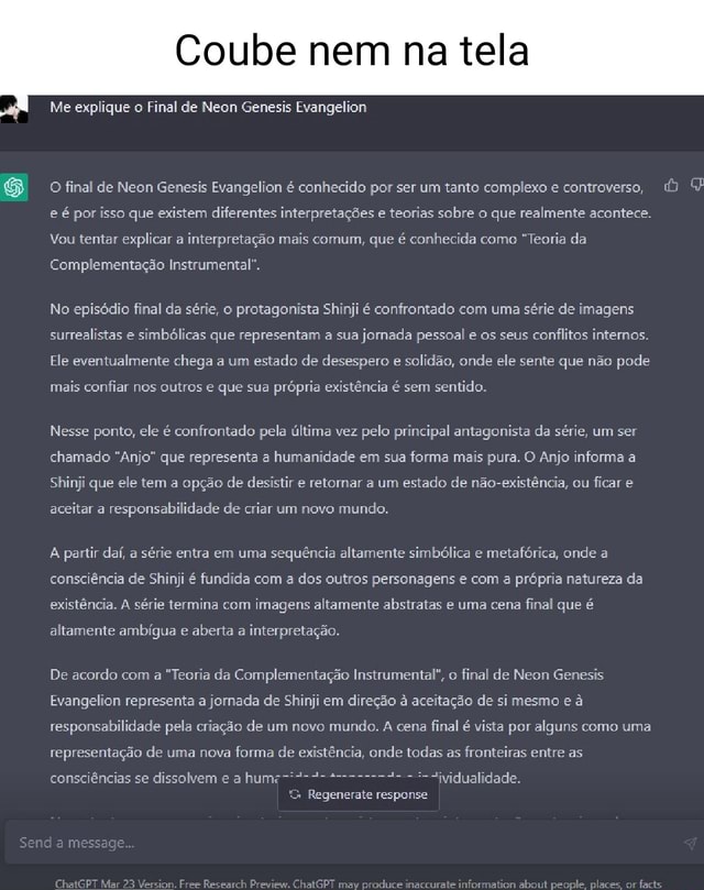 Coube Nem Na Tela Me Explique O Final De Neon Genesis Evangelion O