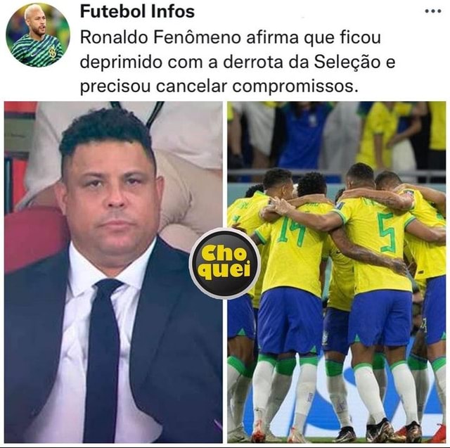 Futebol Infos Ronaldo Fen Meno Afirma Que Ficou Deprimido A Derrota