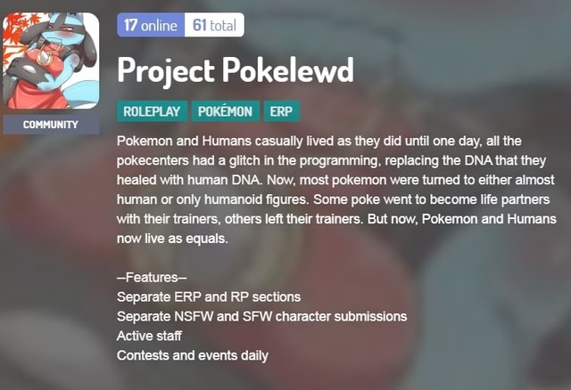 online Project ROLEPLAV Pokémon ERP Pokemon and Humans casualty lived