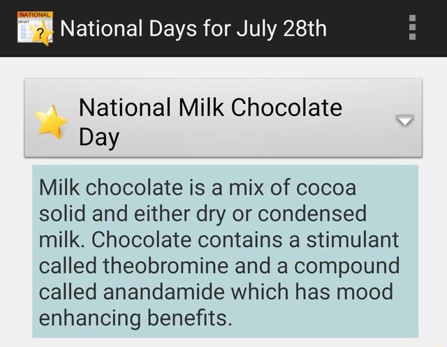 I National Days For July Th National Milk Chocolate Day Milk