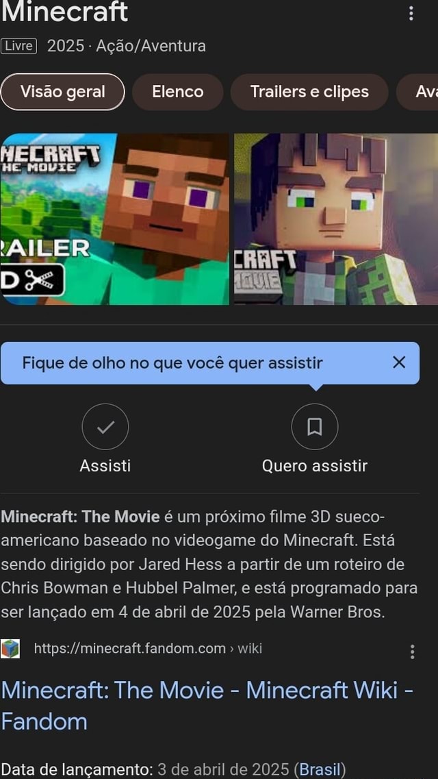 Minecraft Livre Elenco Trailers E Clipes Avi Fique De Olho No Que