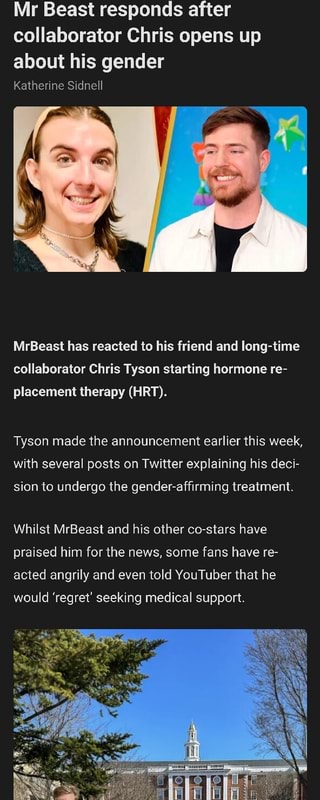 Chris Tyson, MrBeast  star, undergoing hormone therapy