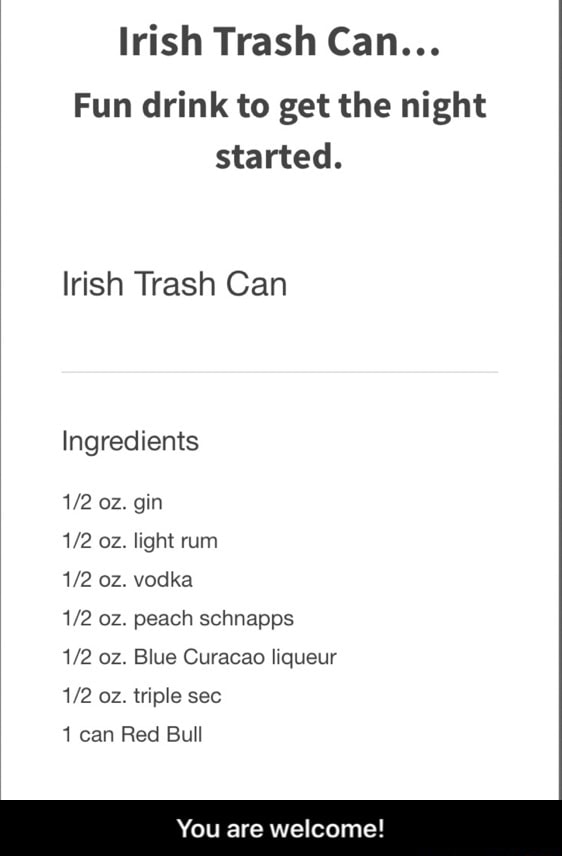 Irish Trash Can Recipe
