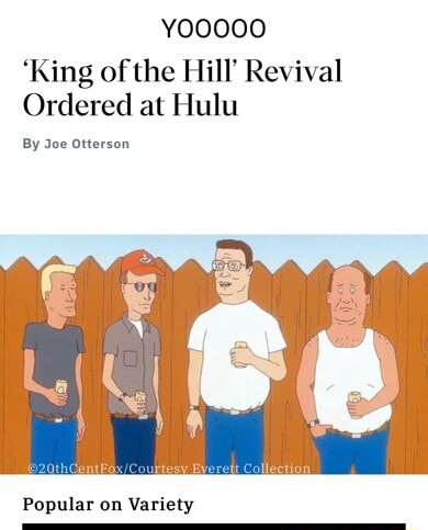YOOOOO 'King of the Hill' Revival Ordered at Hulu By Joe Otterson