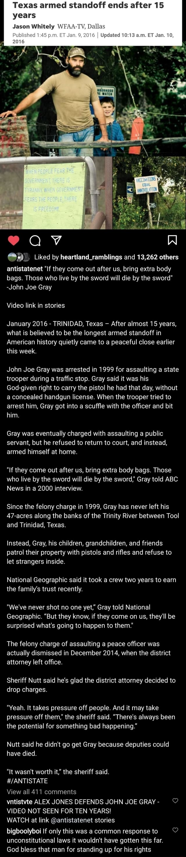 Texas armed standoff ends after 15 years Jason Whitely WFAATY, Dallas