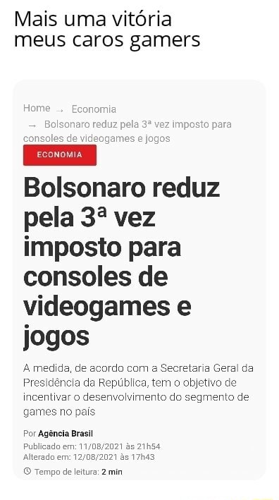 Bolsonaro reduz impostos sobre videogames no Brasil