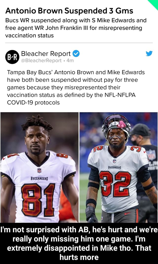 Antonio Brown suspended 3 games for misrepresenting COVID-19 vaccine status  