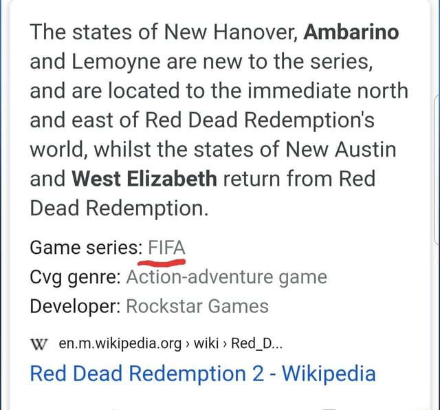 The states of New Hanover, Ambarino and Lemoyne are new to the series, and  are located to the immediate north and east of Red Dead Redemption's world,  whilst the states of New