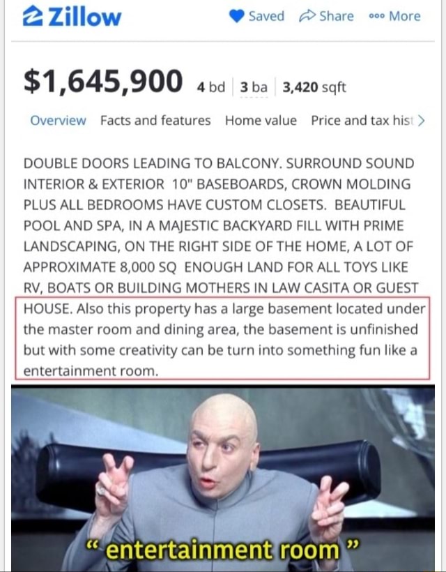 2 Zillow Saved Share More Sq 645,900 Sbd 3,420 sqft Overview Facts and features Home value Price