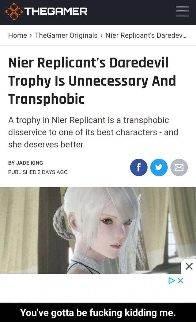 NieR Replicant's Daredevil Trophy Controversy Explained