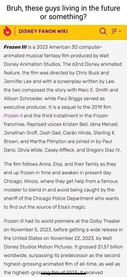 Frozen III, Disney Fanon Wiki