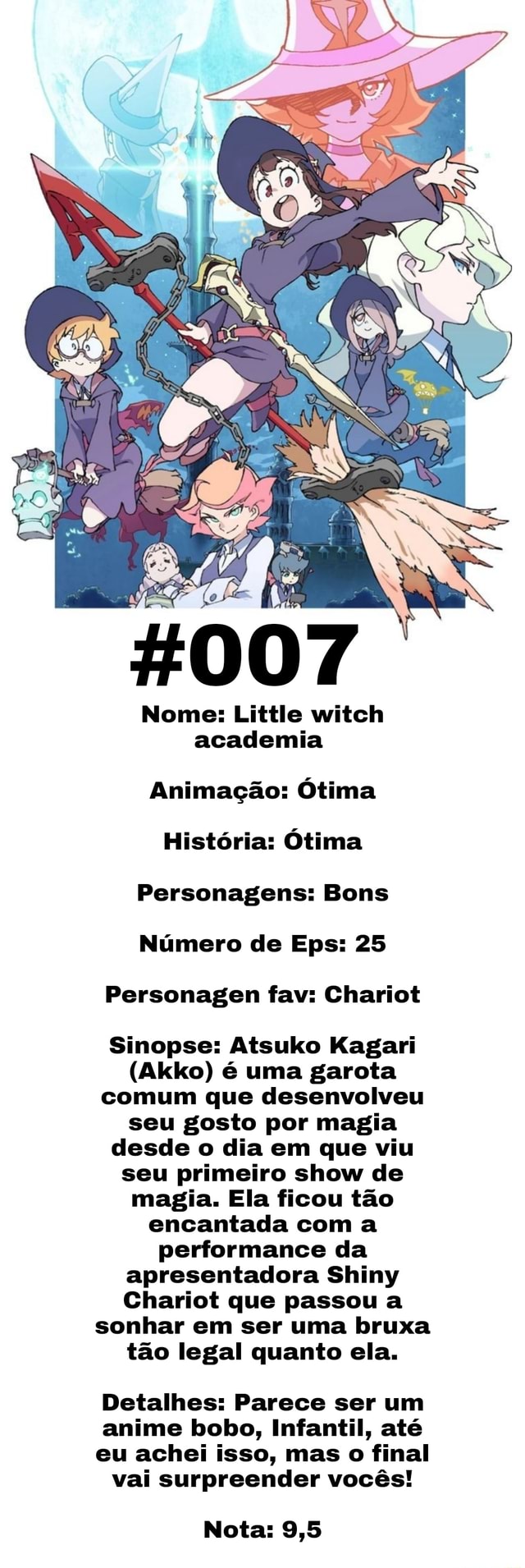 AS 5 MELHORES BRUXAS DO ANIME LITTLE WITCH ACADEMIA 