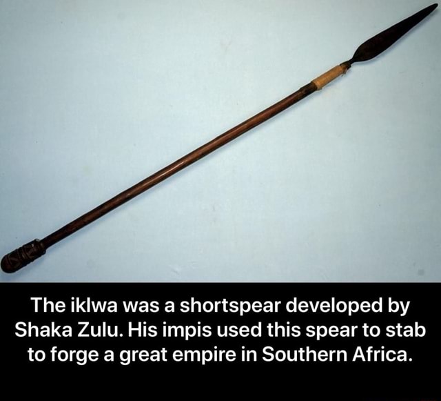 The iklwa was a shortspear developed by Shaka Zulu. His impis used