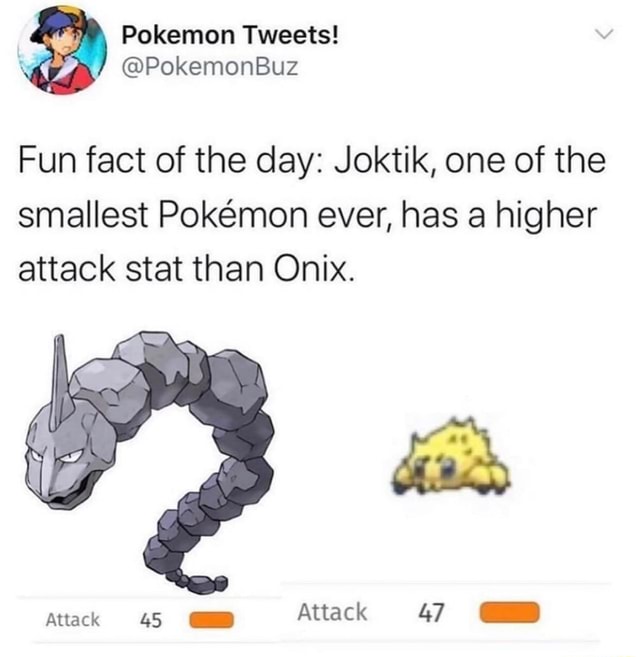 Pokemon Tweets! Fun fact of the day: Joktik, one of the smallest