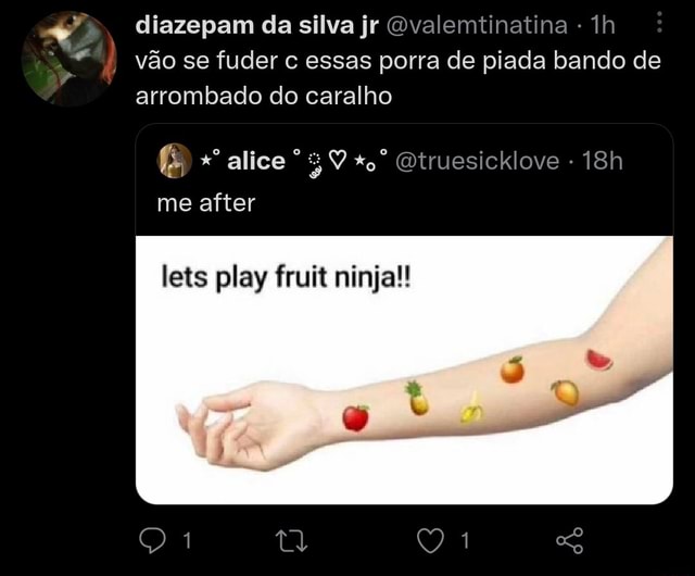 ainda bem a eu n to apostando grana no fruit ninja la😭 se n ia perder