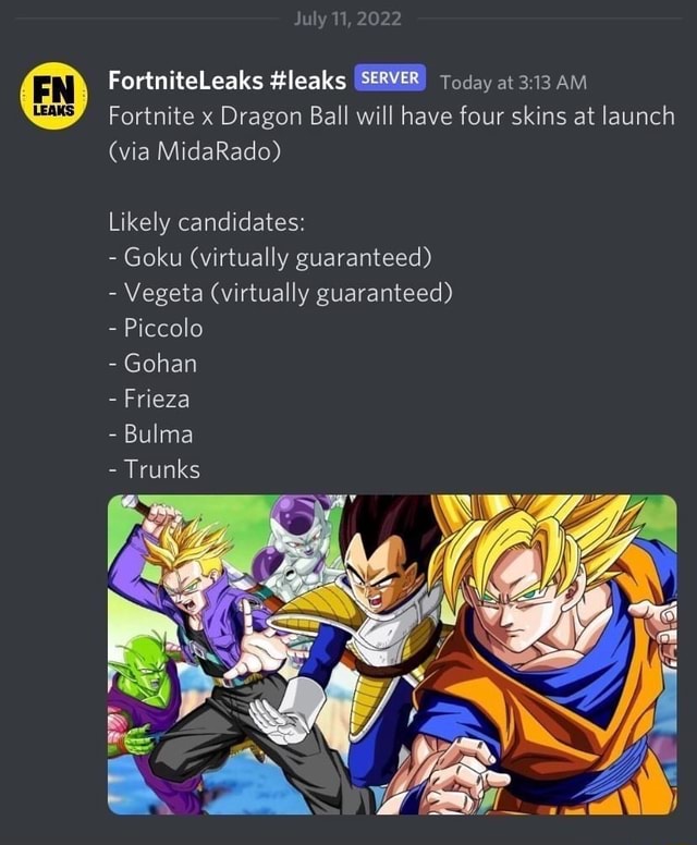 Fortnite x Dragon Ball  Todas as skins disponíveis