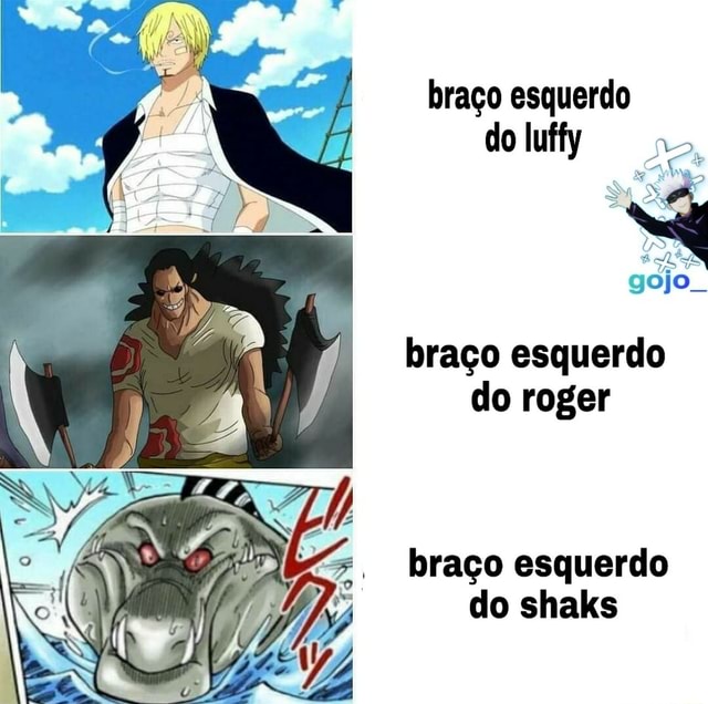 Braço esquerdo do luffy o, SM SS gojo braço esquerdo do roger braço  esquerdo do shaks - iFunny Brazil