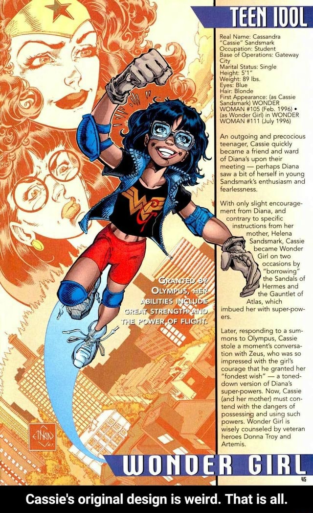 Wonder Girl by Cassandra Sandsmark Wonder Woman by Diana and Wonder Girl by  Donna Troy