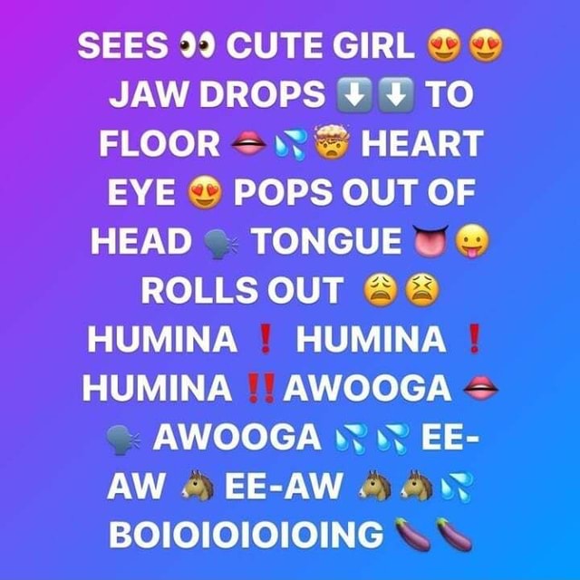 SEES 9) CUTE GIRL JAW DROPS TO FLOOR HEART EYE POPS OUT OF HEAD TONGUE ROLLS OUT HUMINA HUMINA