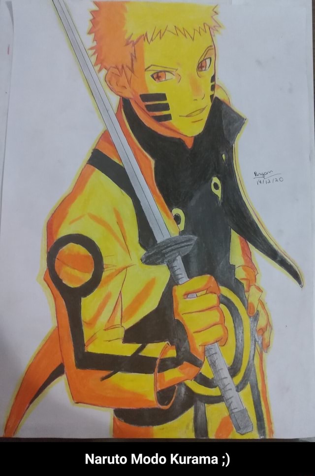 Desenho de hoje Naruto modo Kurama