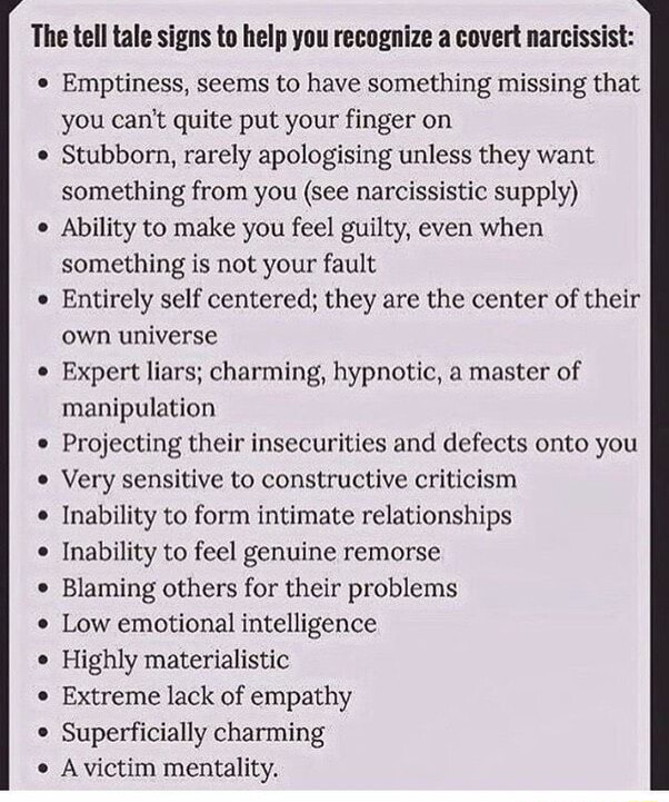 The tell tale signs to help you recognize a covert narcissist e