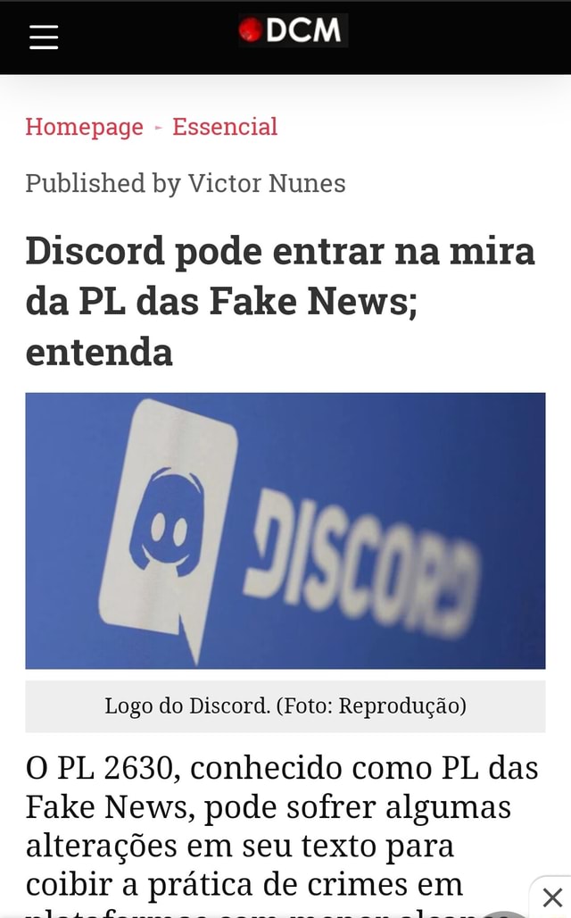 Por que o Discord não está na mira do PL das Fake News