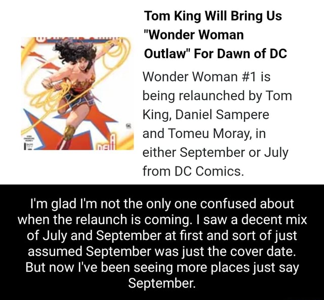 Tom King takes on Wonder Woman this September