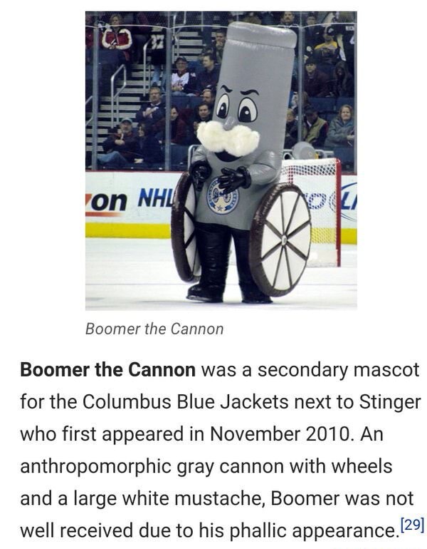 Boomer, mascot of the Columbus Blue Jackets