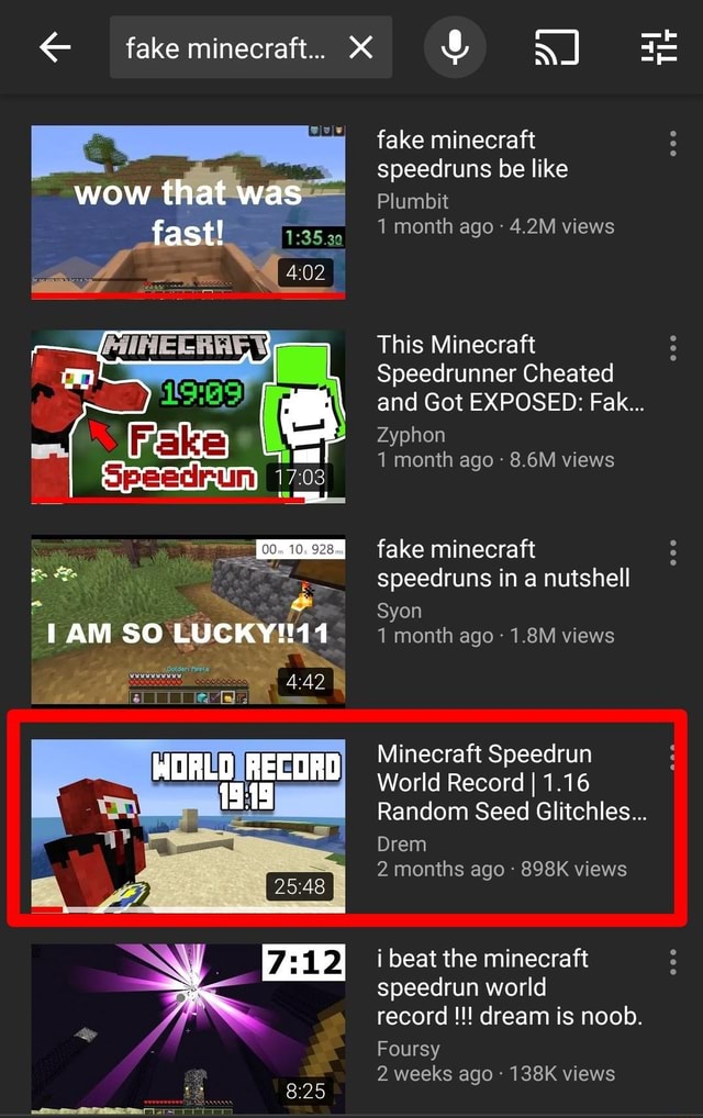 What is the Minecraft speedrun world record as of 2022?