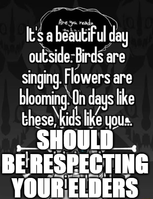 Standing here, I realize It's a beautiful day outside Birds will sing and  flowers bloom It's time for you to face your doom CHARA HP - iFunny Brazil