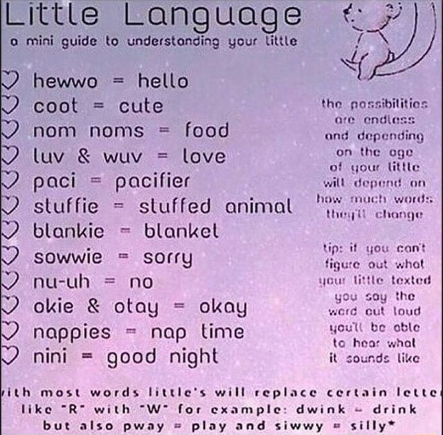 Little Language o mini guide to understanding your little hewwo