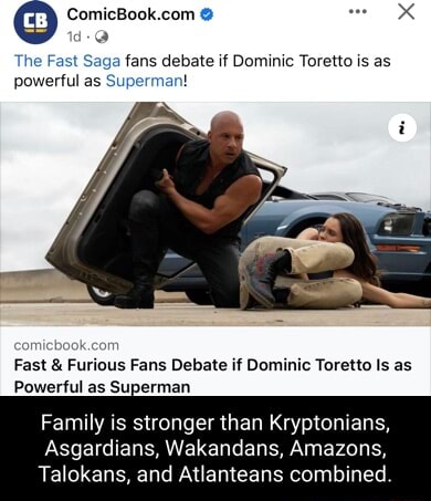 Is Dominic Toretto Stronger Than Superman? Reddit Debate Rages