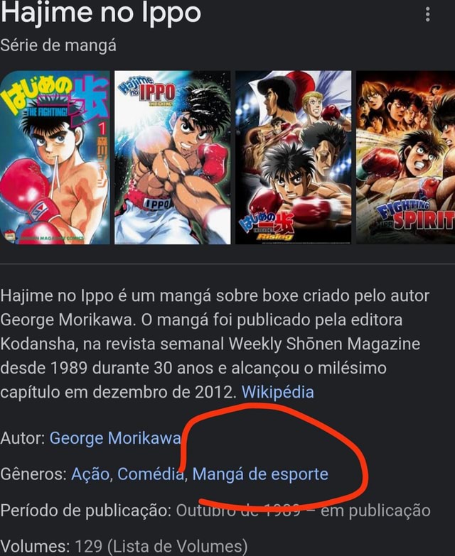 Hajime no Ippo  Após 30 anos e 124 volumes, autor diz que chegou