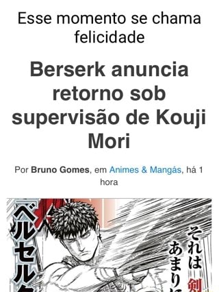 Berserk anuncia retorno da publicação