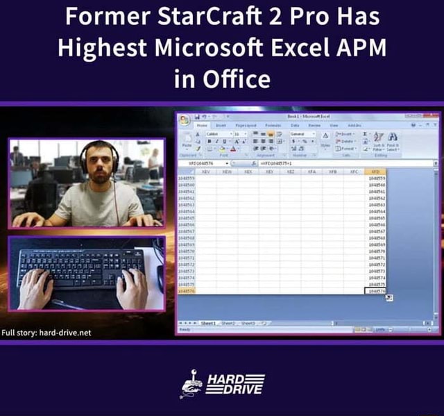 Former StarCraft 2 Pro Has Highest Microsoft Excel APM in Office