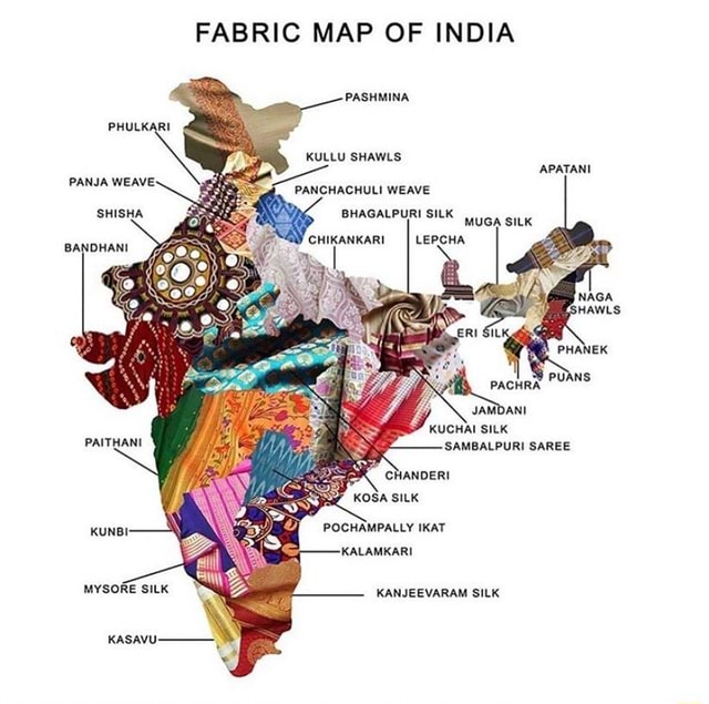 FABRIC MAP OF INDIA PASHMINA PHULKARI KULLU SHAWLS APATANI PANISIWEAVE ...