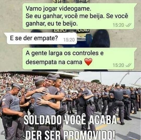 Vamo jogar videogame. Se eu ganhar, você me beija. Se você ganhar