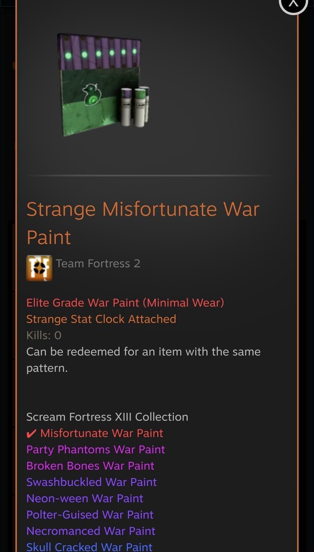 Strange Misfortunate War Paint Team Fortress 2 Elite Grade War Paint