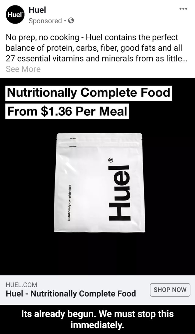 Huel Nutritionally Complete Food Sponsored No prep, no cooking