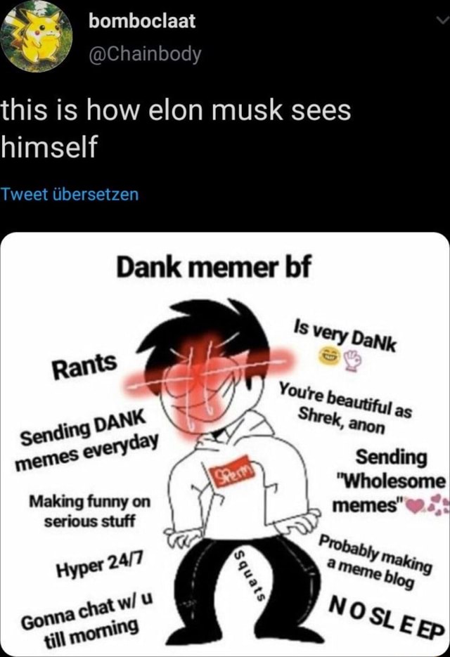 This is how elon musk sees himself Tweet Ubersetzen Dank memer bf